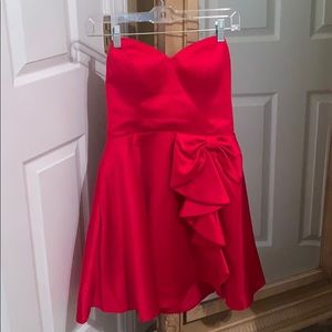 Strapless red dress